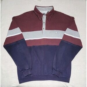 Vintage Classics By Palmland Long Sleeve Polo Shirt‎ Mens XL Color Block Grandpa
